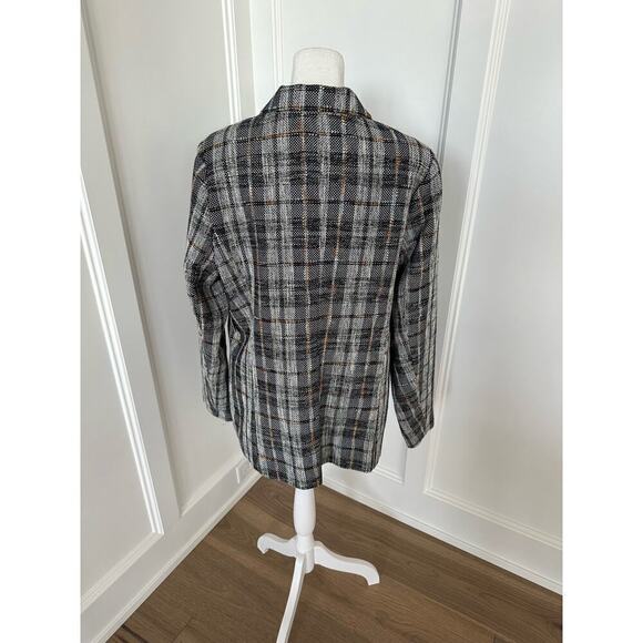 Halogen Womens Gray Libbie Plaid Tweed Blazer Jacket Size Large NWT - Picture 4 of 12